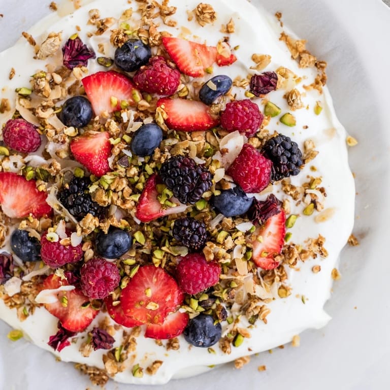 Frozen Berry Yogurt Bark: a refreshing, easy treat with juicy berries and a sweet yogurt base.