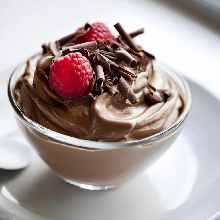 A close-up of creamy chocolate avocado mousse, rich in flavor and wonderfully smooth.