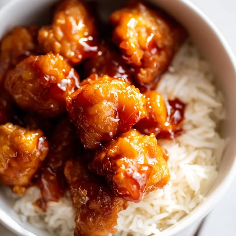 Sweet Chili Chicken Bowl garnished with green onions and sesame seeds, a vibrant, easy weeknight dinner perfect for four servings.