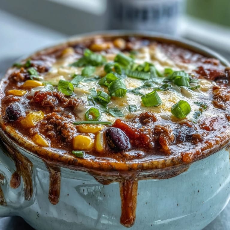 Hearty Creamy Taco Soup ladled from a Dutch oven, garnished with cilantro and crushed tortilla chips for satisfying crunch.
