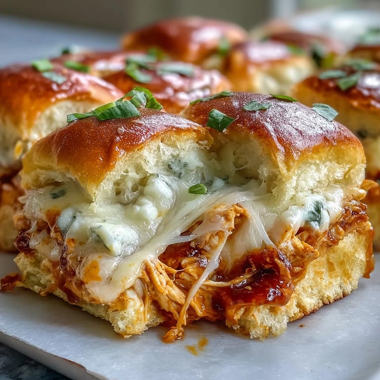 Fresh parsley garnishes these warm Pizza Dip Sliders, perfect for a party appetizer platter with celery sticks.
