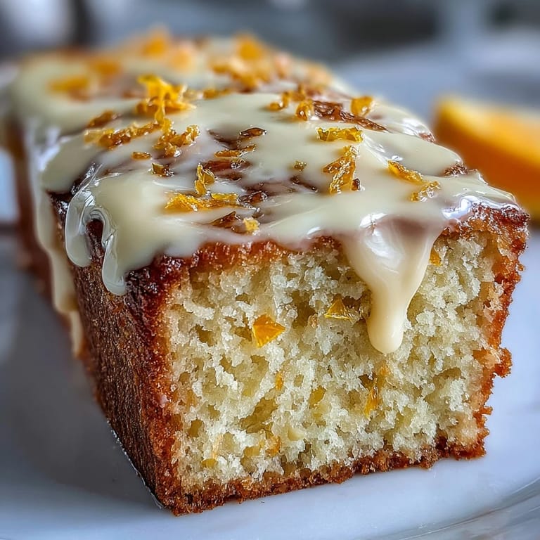 Moist and zesty Heavenly Blood Orange Yogurt Cake loaf with a glossy citrus glaze, ready to slice for an afternoon treat.