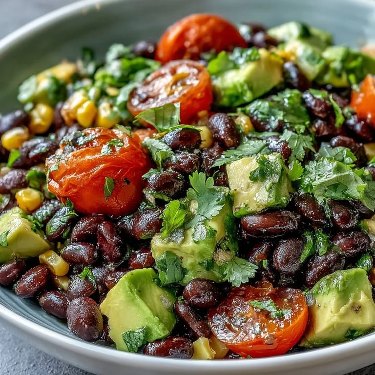 Healthy Black Bean and Veggie Bowl served in a rustic bowl, perfect for an easy vegan dinner.