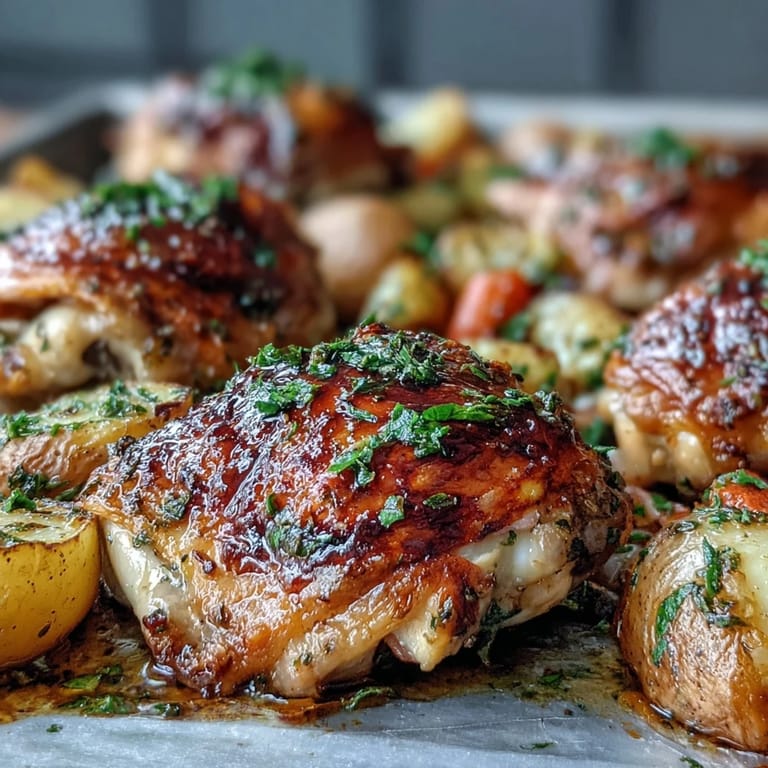 Easy weeknight Crispy Ranch Sheet Pan Chicken & Veggies served family-style on a warm baking tray.