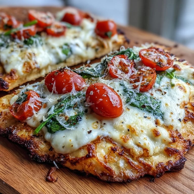 Close-up of Crispy Garlic Parmesan Naan Pizza slices showing melted mozzarella, Parmesan, and red onion on a golden garlic butter naan crust.