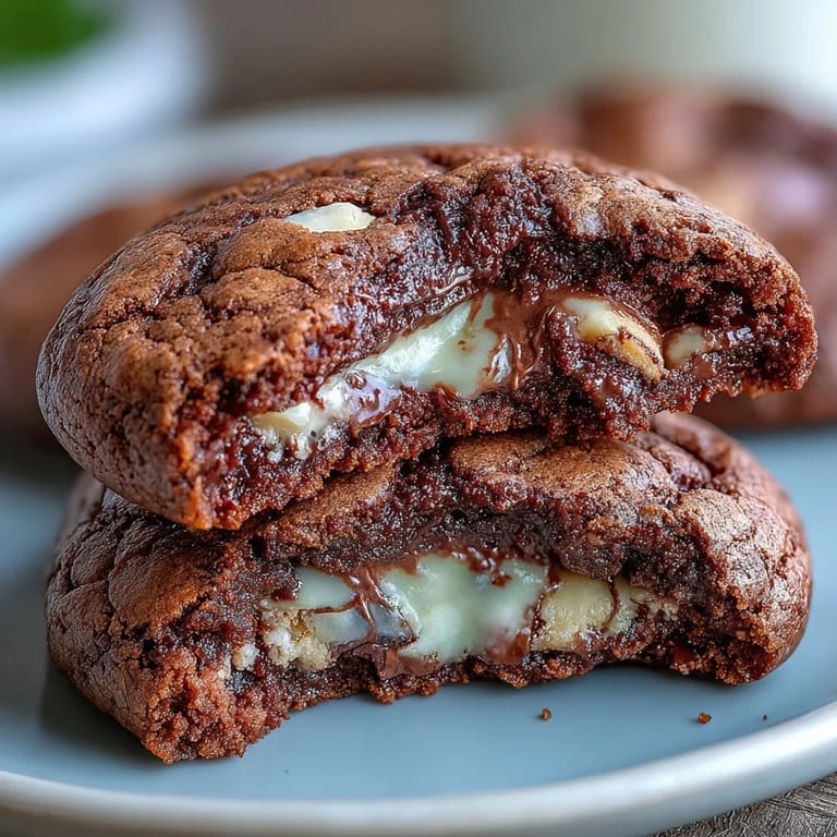 Soft and chewy hojicha brownie cookies with a nutty aroma and melty white chocolate chips.