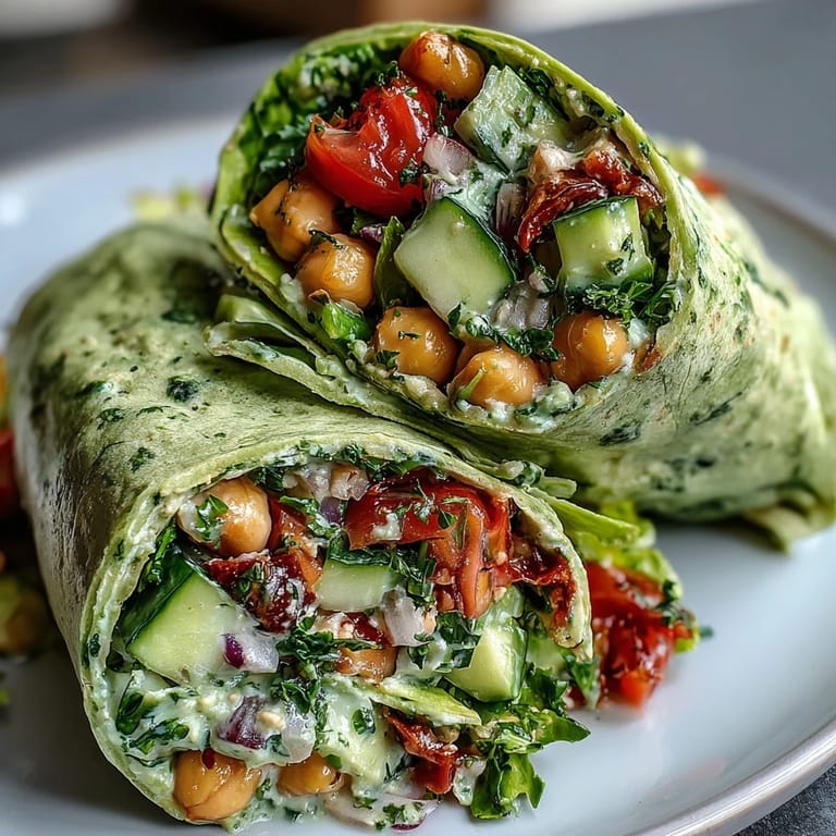 Creamy avocado and protein-rich chickpeas tossed with zesty dressing in crisp lettuce wraps.  