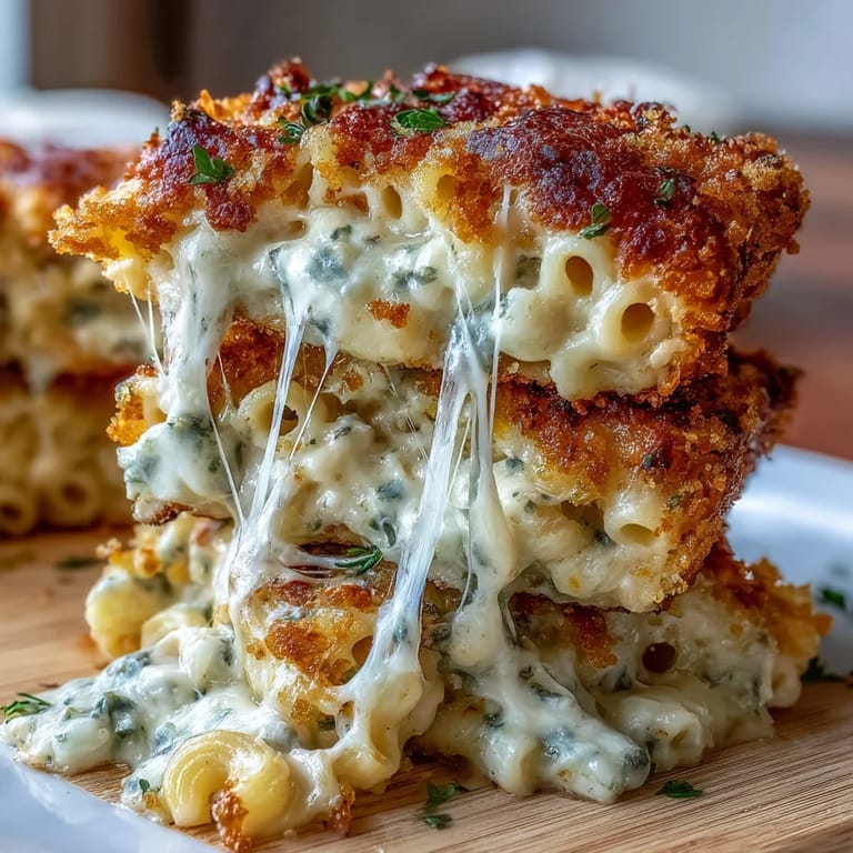 Decadent four-cheese mac and cheese bake featuring sharp cheddar, Gouda, mozzarella, and blue cheese in a silky sauce, baked until bubbling and golden.