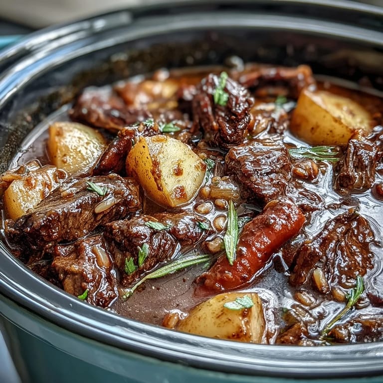 Hearty one-pot Guinness beef and barley stew with tender chuck, pearl barley, and a medley of carrots, parsnips, and potatoes in rich gravy.