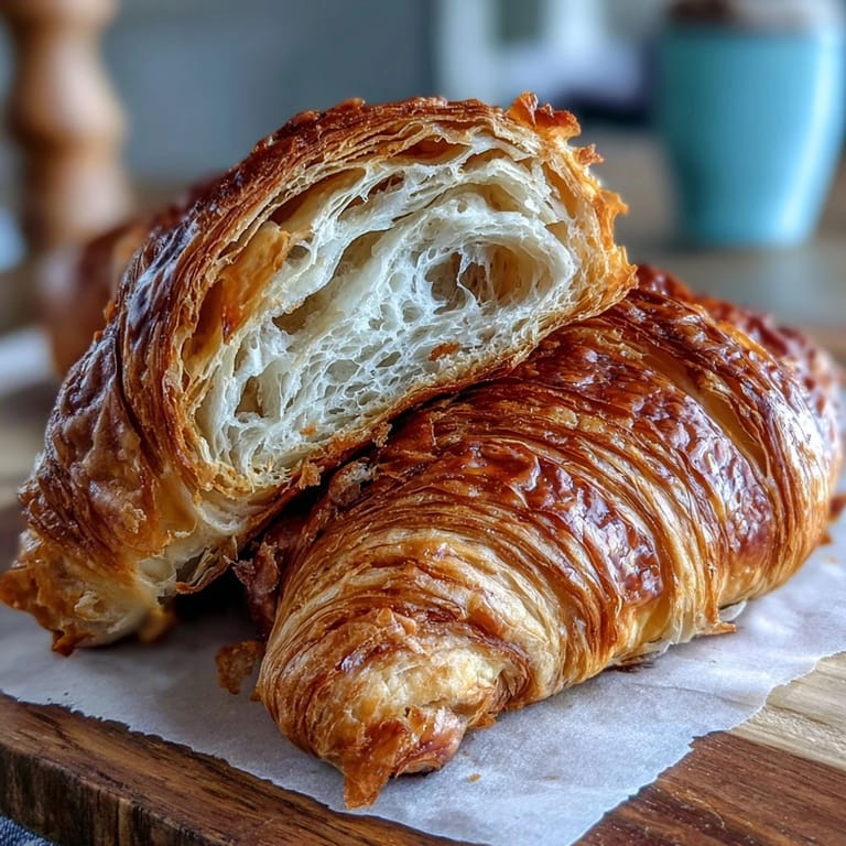 Rich, tangy sourdough croissants with delicate layers and a crisp crust, ideal for pairing with coffee or jam.