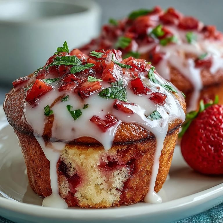 2. Moist, bakery-style muffins packed with fresh strawberries and bright lemon flavor, finished with a sweet-tart lemon drizzle for extra zing.