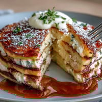 Fluffy lemon ricotta pancakes stacked high with golden edges and topped with fresh berries and maple syrup.