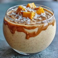 Creamy mango coconut chia smoothie with vibrant tropical flavors and a thick, refreshing texture.  